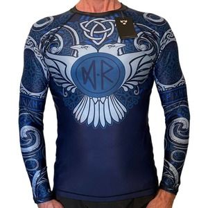 Men's Navy Blue Long-Sleeve Norse Graphic Athletic SPATS Shirt